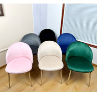 Chaise de Salle à Manger Rembourrée Élégante en Tissu Velours avec Pieds en Métal Aspect Bois, Couleurs Gris Beige Vert Rose, pour Cafés, Restaurants et Gastronomie