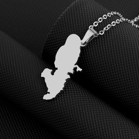 Acier inoxydable 18K PVD Français Martinique Carte Brillant et Creux Pendentif Collier pour Femmes Hommes Collier Cadeaux