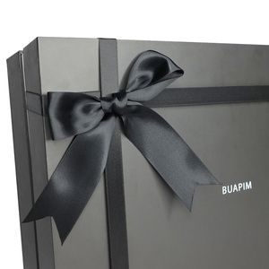 Tùy Chỉnh Màu Sắc In Logo Sang Trọng Màu Đen Nắp Và Cơ Sở Với Cổ Bao Bì Các Tông Ribbon Hộp Quà Tặng - Product Image 3