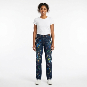 Wholesale Custom Logo Quick Dry <b>White</b> Women's Denim <b>Jeans</b> Breathable Washable logo and <b>Plus</b> <b>Size</b> Women's Pants Spandex Cotton - Product Image 4