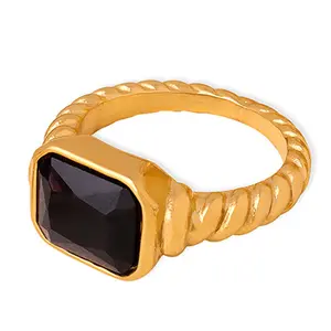 Commercio all'ingrosso 18K oro PVD placcato 316L acciaio inossidabile rettangolo anelli di cristallo gioielli da dito anello colorato zircone cubico