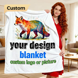 Couverture en flanelle à motifs personnalisée, 100% polyester, chaleur douillette, taille king-size, pour canapé et salon en hiver - Product Image 1