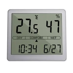 带时钟时间湿度监测LDTH-100的大型液晶电子数字室外/室内温度计湿度计
