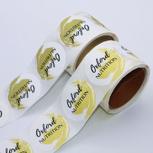 Etiquette avec logo <span class=keywords><strong>personnalisé</strong></span> Impression adhésive <span class=keywords><strong>Papier</strong></span> vinyle imperméable Autocollants ronds de remerciement Etiquettes d'emballage en rouleau Autocollants personnalisés - Product Image 1