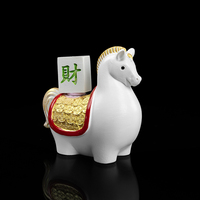 Statue Rotative Artistique en Résine Peinte à la Main Cheval 2026, Figurine Feng Shui Porte-Bonheur et Richesse, pour le Nouvel An Chinois, Décoration de Bureau et de Maison