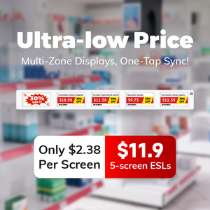 Minewtag năm màn hình 5in1 điện tử Kệ nhãn eink Kệ mỗi hiển thị điện tử nhãn kỹ thuật số giá thẻ cho dược - Product Image 2