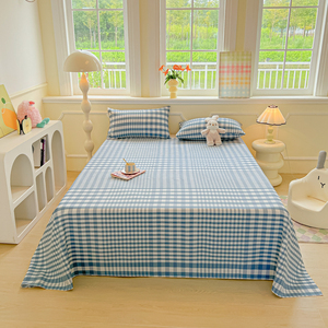 Thickened Coarse Cloth Bed <b>Sheet</b> Single Piece Plaid Woven Breathable Linen Cotton Polyester Home Use Dormitory Student Set - Product Image 5
