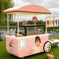 Chariot mobile commercial pour crème glacée et gelato avec roues, chariot de vente de gelato mobile pour la vente de desserts en extérieur