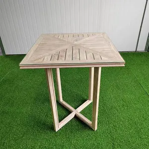 Modern Design Tempered Glass Top Teakwood Patio Wood Party Garden Furniture Outdoor Dinning Table