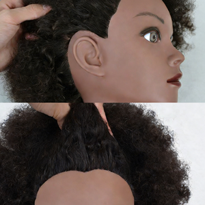Tête de mannequin <span class=keywords><strong>d</strong></span>'entraînement afro professionnelle en gros - Cheveux humains noirs pour la pratique du tressage - Product Image 3