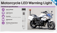 Feu arrière de moto flexible à LED, éclairage d'urgence, clignotant, feu arrière rouge et bleu, feu de signalisation