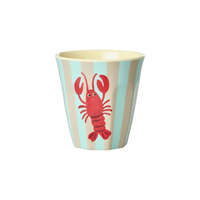 Vaso Infantil de Melamina de 8 Onzas con Diseño de Langosta a Rayas, Grado Alimenticio, Libre de BPA