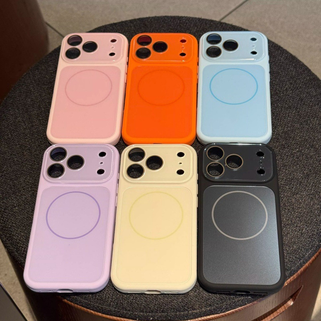 Fashion Liquid Silicone Magnetic Phone Case for iPhone 18Pro 17 16 15 14 13 Pro Max Large Window Lens Glass Protector Cover