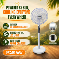 Ventilateur sur pied solaire rechargeable AC/DC de 16 pouces avec lumière LED et moteur DC12V pour la ventilation - Exportation au Vietnam