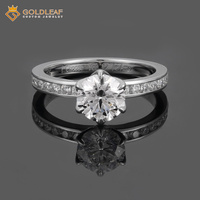 Goldleafgems 14 Ayar Beyaz Altın Yuvarlak Laboratuvarda Yetiştirilmiş Elmas Nişan Yüzüğü IGI Sertifikalı HPHT CVD DEF Özel Tasarım Düğün Yüzüğü