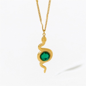Joyería HipHop, Colgante de Serpiente con Circonita Verde, Chapado en Oro, Pulsera de Acero Inoxidable con Cristales, Regalo de Boda, para Fiestas - Product Image 6