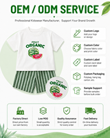 Nouvel ensemble d'été 2026 pour garçons, imprimé pastèque, t-shirt 100 % coton et short rayé vert, tenue décontractée mignonne 2 pièces pour enfants, vente en gros OEM