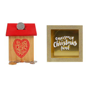 Cajas de madera blanca para dinero, caja de dinero en blanco sin terminar, banco con ventana de vidrio - Product Image 2
