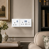 Prise murale en verre trempé de qualité industrielle britannique pour usage hospitalier, interrupteur à bascule blanc, prise de courant 13A, interrupteur à LED, USB Type-C