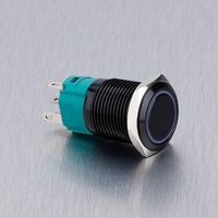 Interrupteur à bouton-poussoir en métal 16mm 19mm 22mm Broches courtes Verrouillage à verrouillage Auto-réinitialisation Interrupteur à bouton-poussoir noir oxydé momentané