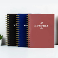2024-2025 cahier à spirale A5 personnalisé Journal planificateur mensuel couverture rigide avec fil à coudre reliure papier couverture
