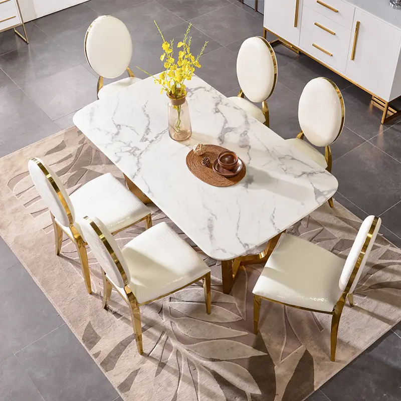 Luxury design dining table set modern dinner table with chairs marble dining room furniture
