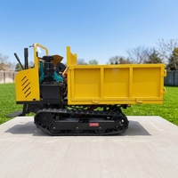 Chariot de transport sur chenilles robuste de 1 tonne avec déchargement hydraulique, utilisé pour le transport agricole, la construction et la foresterie