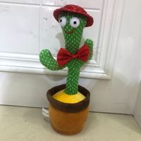 Cactus Électrique Dansant et Parlant en Peluche Douce avec Lumière, Jouet Musical Enregistrable et Torsadable, Idéal pour Noël, en Sachet OPP