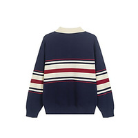 Pull-over en tricot à col polo rayé de style Preppy personnalisé pour hommes
