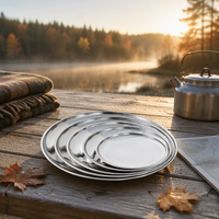 Assiette à steak moderne en acier inoxydable 304 coréen de haute qualité, écologique, polie, pour barbecue, vaisselle de table, accessoires de cuisine