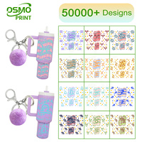 Autocollants UV DTF Mini Stanley pour porte-clés, motif fleur vintage foncée, transferts UVDTF, petits autocollants pour gobelets, vente en gros usine OSMO