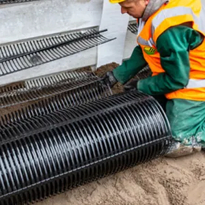 道路建設用の黒い一軸プラスチックジオグリッド