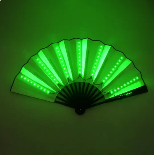 Folding Fan LED Fans Flow Art Light 7 colors for Bar Net Red Night Glow Fluorescent Fan