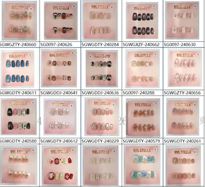 Ongles à presser de luxe double couche, 30 pièces, personnalisables, couvrance totale, estampage or, <span class=keywords><strong>en</strong></span> plastique, effet œil de chat, formes/longueurs multiples - Product Image 4