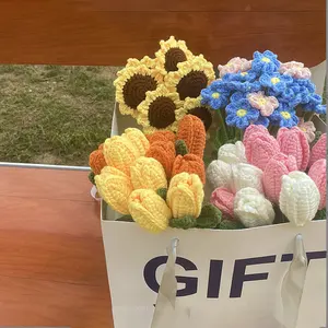 Sıcak satış ayçiçeği el dokuması güzel simülasyon çiçek yapay çiçekler anne için