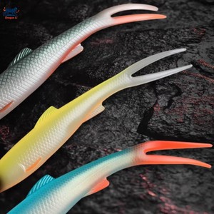 Leurre souple <span class=keywords><strong>de</strong></span> pêche 11g 5.5in <span class=keywords><strong>V</strong></span>-Tail Shad Split Tail Minnow Jerkbait Swimbait Fork Tail Bait pour jig head et drop shot rig Soft Fluke - Product Image 2