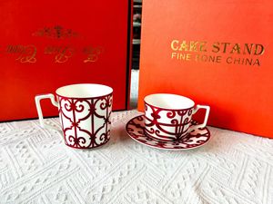Service à thé et café en porcelaine fine à motif géométrique vintage, théière, tasses et soucoupes en céramique rétro européenne, cadeau - Product Image 2
