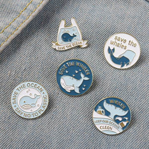 Dessin animé Protection des animaux marins thème Blouse broche baleine sac à dos Badge broche unisexe décoration cadeau - Product Image 1