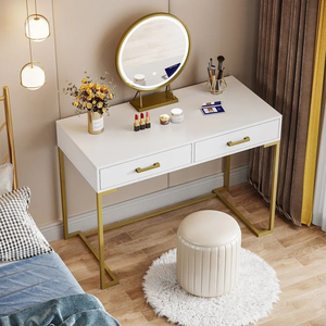 Coiffeuse moderne élégante en MDF avec tiroirs et miroir sur pied pour femmes et jeunes filles, idéale pour chambre, hôtel, salon - Product Image 4
