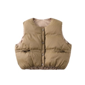 Children's Winter Down Cotton Vest Solid Color Thickening For Boys And Girls Short Style - Product Image 5