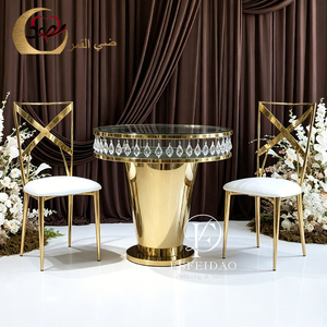 Party Furniture Stainless Steel Center Luxury Weeding Cake <b>Table</b> With Crystal - Product Image 6