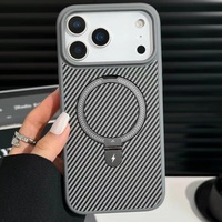 Étui de téléphone portable antichoc en fibre de carbone avec béquille magnétique invisible, série 17 Pro Max, support rotatif à 360 degrés