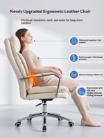 Fauteuil de bureau exécutif moderne en cuir, inclinable, chauffant, avec massage, soutien lombaire ergonomique, confortable pour de longues heures, design contemporain