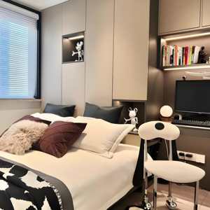 Lit superposé en bois moderne et personnalisé avec toboggan pour meubles de chambre d'enfants avec rangement pour hôtel salon appartement - Product Image 1