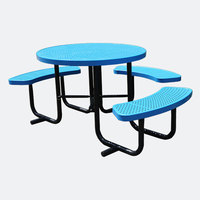 Mesa de pícnic redonda de metal para discapacitados comercial al aire libre con Banco Muebles de Jardín mesa de comedor de acero mesa de centro de patio exterior