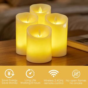 Bougies LED électroniques coniques romantiques, sans flamme, avec effet de flamme vacillante et mèche mobile, à piles, en cire, pour la Saint-Valentin et la maison - Product Image 5