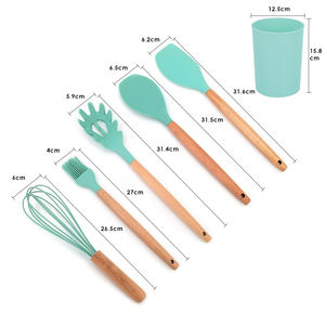 रसोई के बर्तन रंग सेट 11 टुकड़े Nonstick सिलिकॉन रसोई बर्तन के लिए स्टैंड के साथ सेट Cookware - Product Image 5