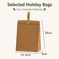 Sac cadeau vintage en papier kraft écologique et durable, rouge, pour emballage de thé, café, biscuits et produits de boulangerie, avec poignée et anse de suspension