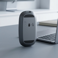 Ratón Inalámbrico Gris con Auriculares Integrados, Estuche de Carga, Auriculares Bluetooth Intrauditivos 2 en 1, Accesorio para Computadora de Escritorio