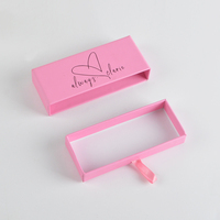 Boîte d'emballage de cils en papier avec logo personnalisé, type tiroir, pour extensions de cils, vente en gros, en vrac, rose, vide, pour cils en bande